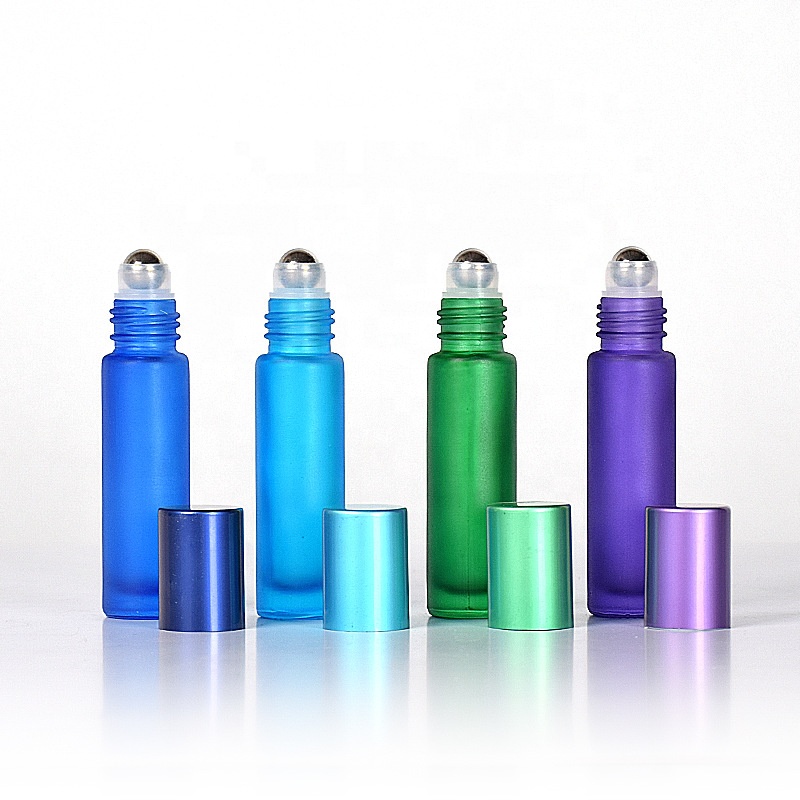 Customized colored glass 10ml essential oil roller bottles