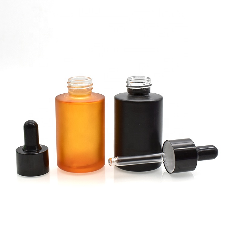 Customized colorful flat shoulder glass bottle 10ml 20ml 30ml 50ml essential oil glass dropper bottle with aluminum cap