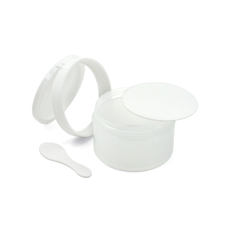 Customized cosmetic 100g/200ml round frosted plastic flip lid empty face cream jar container packaging with spoon