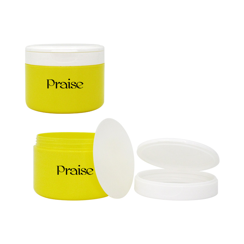 Customized cosmetic 100g/200ml round frosted plastic flip lid empty face cream jar container packaging with spoon