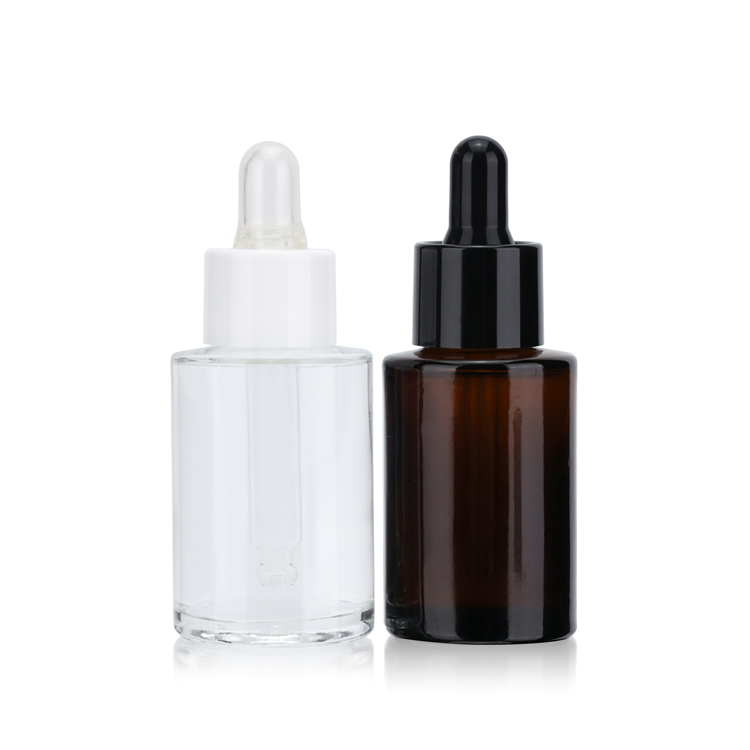Customized cosmetic 15ml 30ml 50ml 60ml fragrance serum oils cylinder flat shoulder dropper bottles for body oil