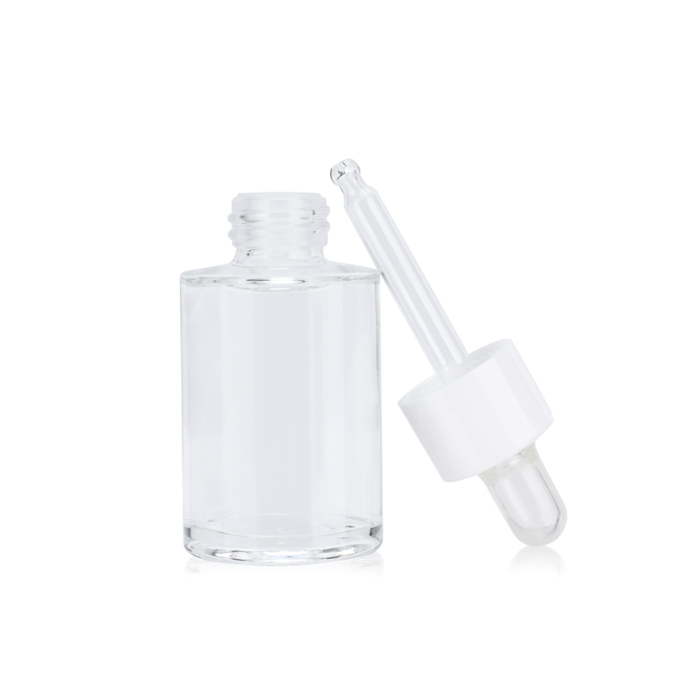 Customized cosmetic 15ml 30ml 50ml 60ml fragrance serum oils cylinder flat shoulder dropper bottles for body oil