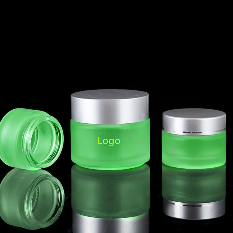 Customized cosmetic container 30g 50g 100g matte blue frosted glass cream jar blue glass jar