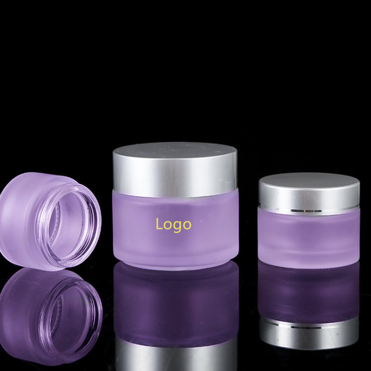 Customized cosmetic container 30g 50g 100g matte blue frosted glass cream jar blue glass jar