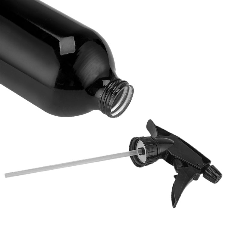 Customized cosmetic empty fine mistluxury trigger 500ml black aluminum spray bottle with trigger spray