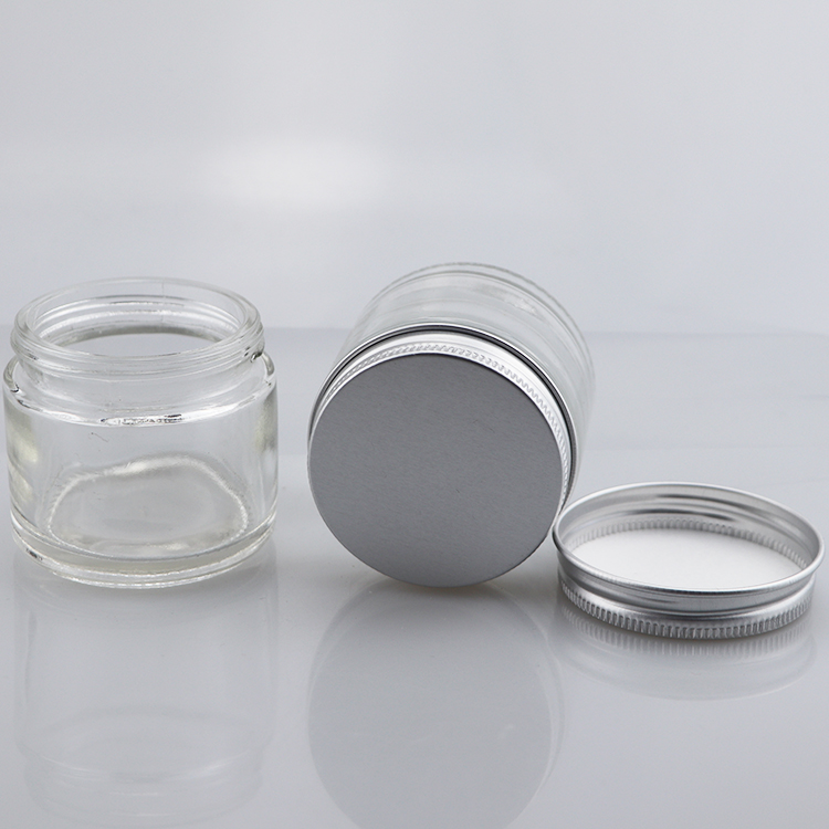 Customized cosmetic glass cream jar 1oz 2oz  glass clear frosted jar for cosmetic eye cream