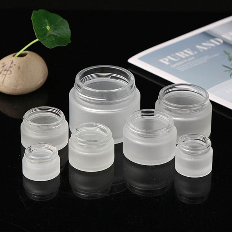 Customized cosmetic glass cream jar 5m,10ml,20ml,30ml,50ml,100ml glass clear frosted jar for cream