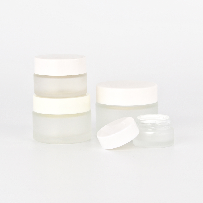 Customized cosmetic glass cream jar 5m,7ml,10ml,20ml,30ml,50ml,100ml glass clear frosted jar for cream
