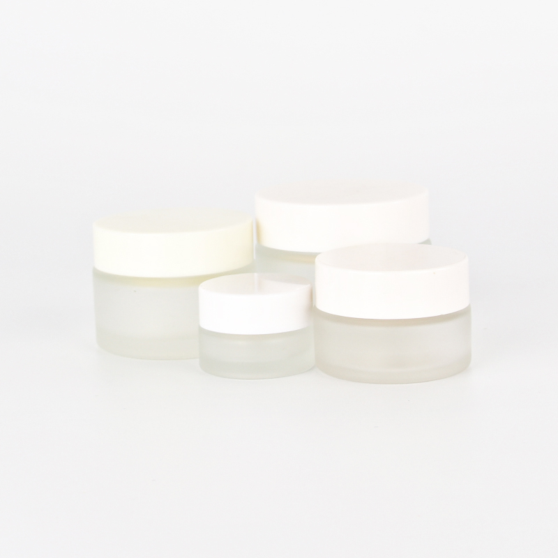 Customized cosmetic glass cream jar 5m,7ml,10ml,20ml,30ml,50ml,100ml glass clear frosted jar for cream
