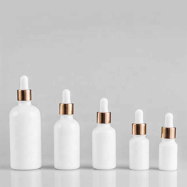 Customized cosmetic white essential oil glass dropper bottle for skin care packaging