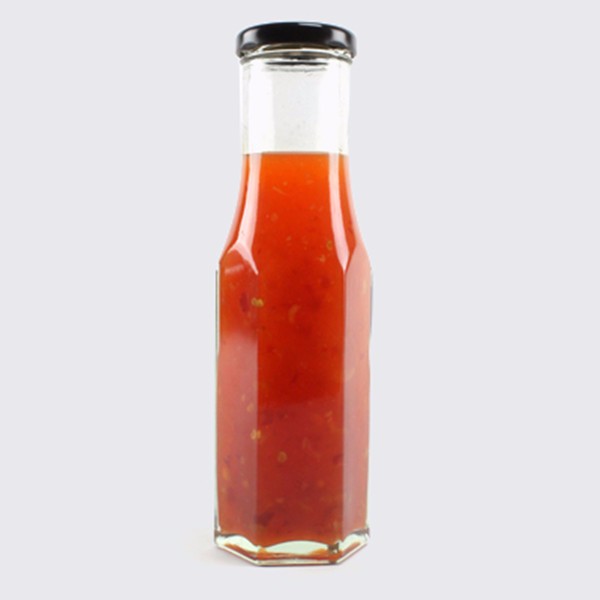 Customized design 5 oz Clear Glass Woozy Bottle 24-414 for Chili Sauce