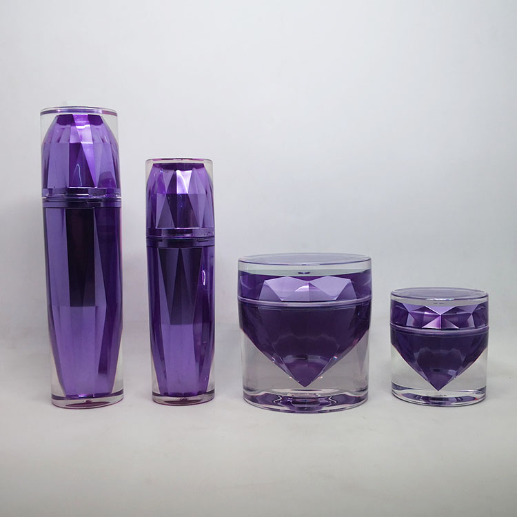 Customized diamond shape luxury cosmetics acrylic bottle and jar