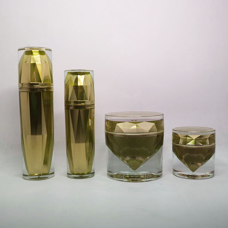 Customized diamond shape luxury cosmetics acrylic bottle and jar