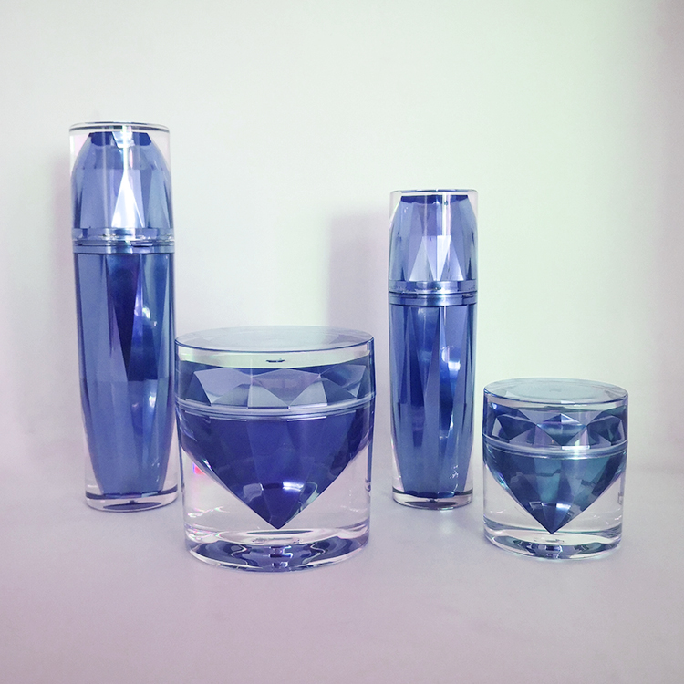 Customized diamond shape luxury cosmetics acrylic bottle and jar