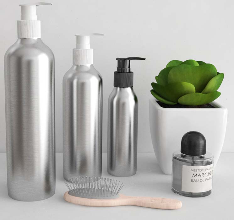 Customized dispenser aluminum lotion pump shampoo bottles