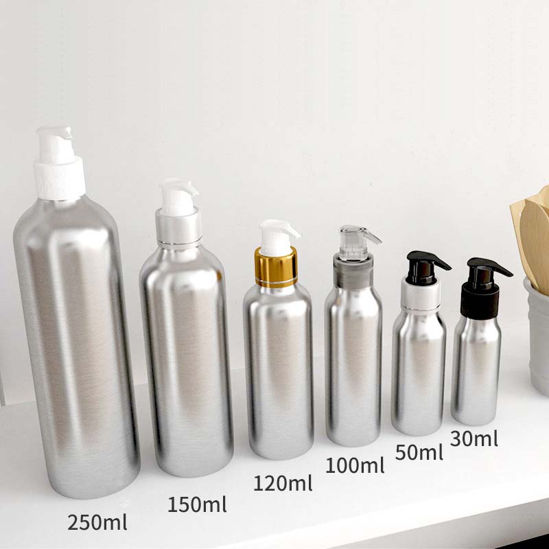 Customized dispenser aluminum lotion pump shampoo bottles