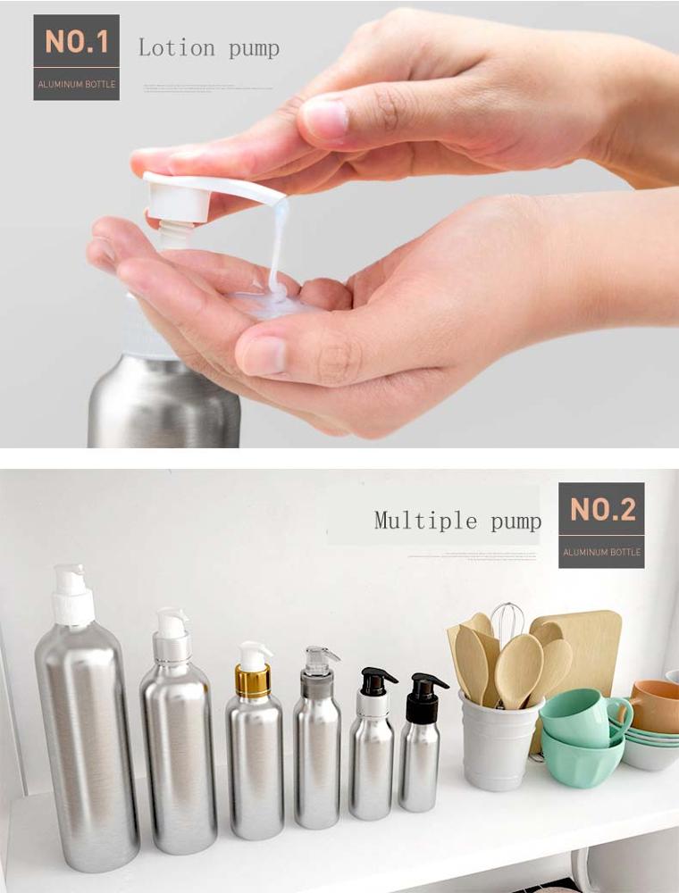 Customized dispenser aluminum lotion pump shampoo bottles
