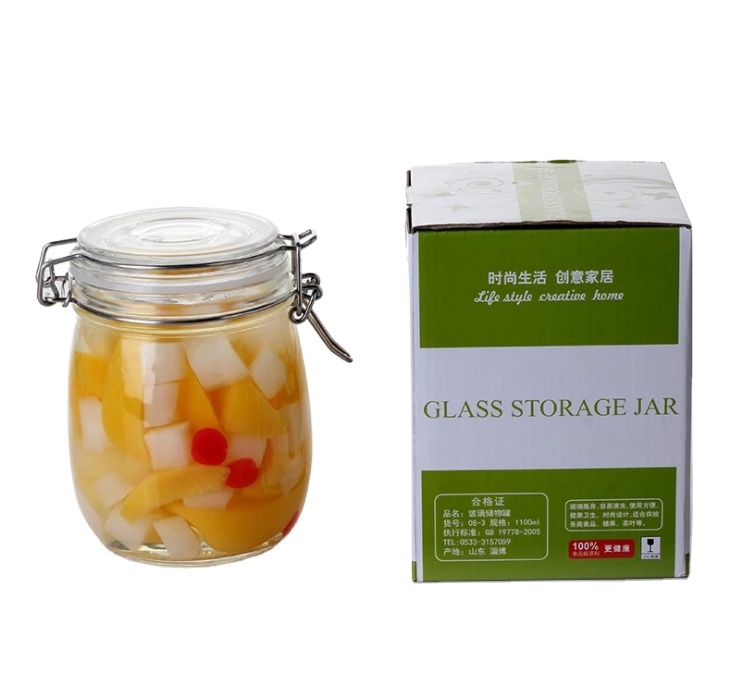 Customized food packaging 450ml 950ml 1500ml 2000ml Lead free fruit big glass jar