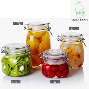 Customized food packaging 450ml 950ml 1500ml 2000ml Lead free fruit big glass jar