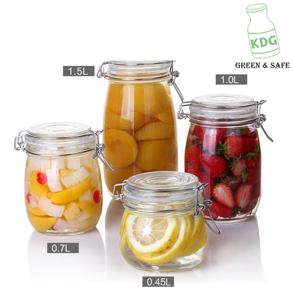 Customized food packaging 450ml 950ml 1500ml 2000ml Lead free fruit big glass jar