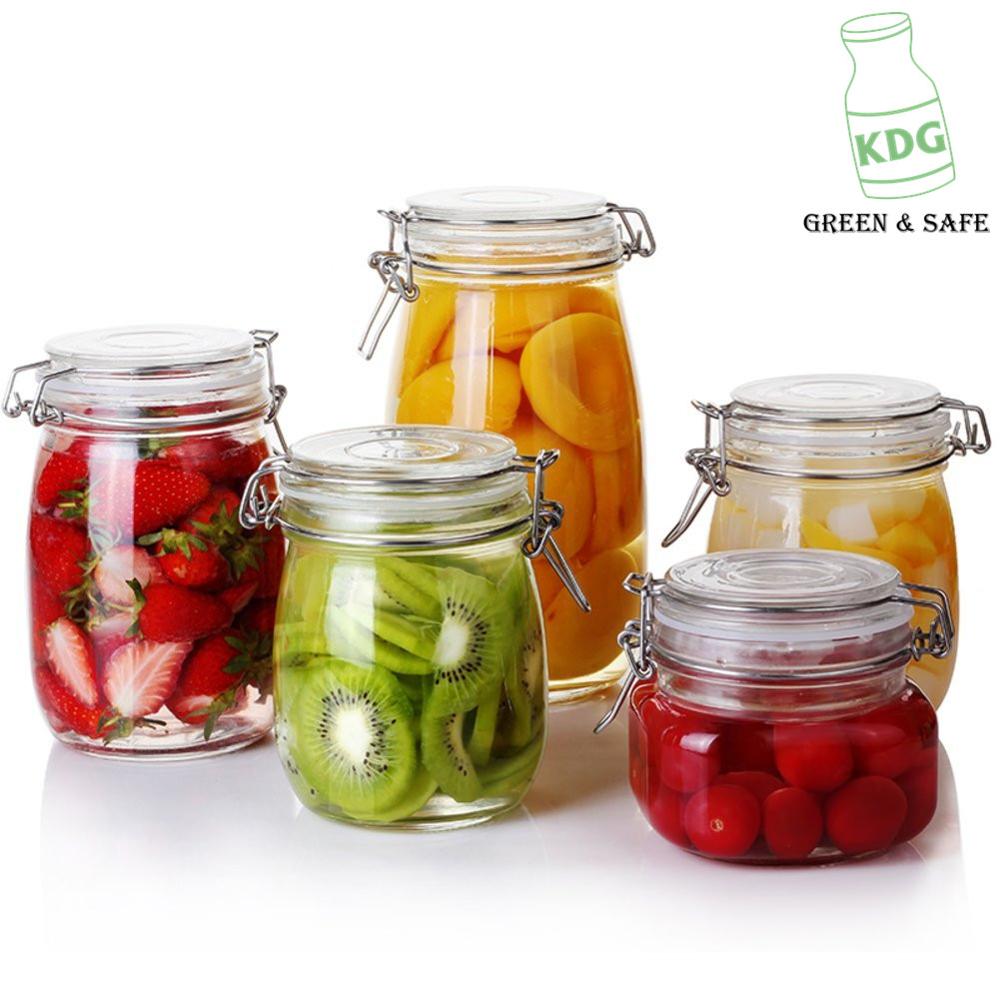 Customized food packaging 450ml 950ml 1500ml 2000ml Lead free fruit big glass jar