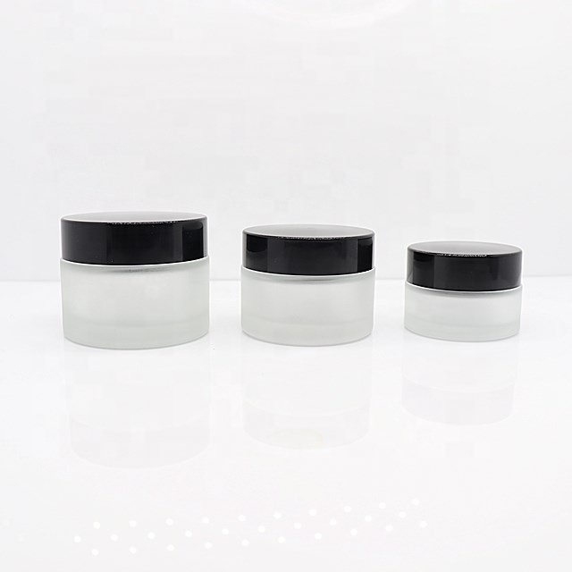 Customized frosted clear glass bottle for cosmetic cream jars