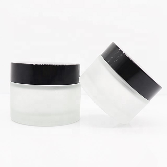Customized frosted clear glass bottle for cosmetic cream jars