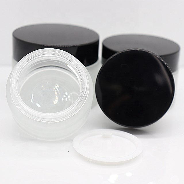 Customized frosted clear glass bottle for cosmetic cream jars