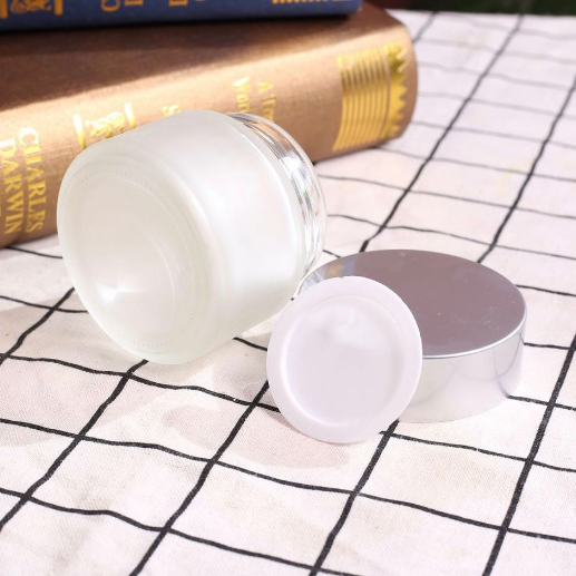 Customized glass cream bottle white opal glass lotion bottle and glass cream