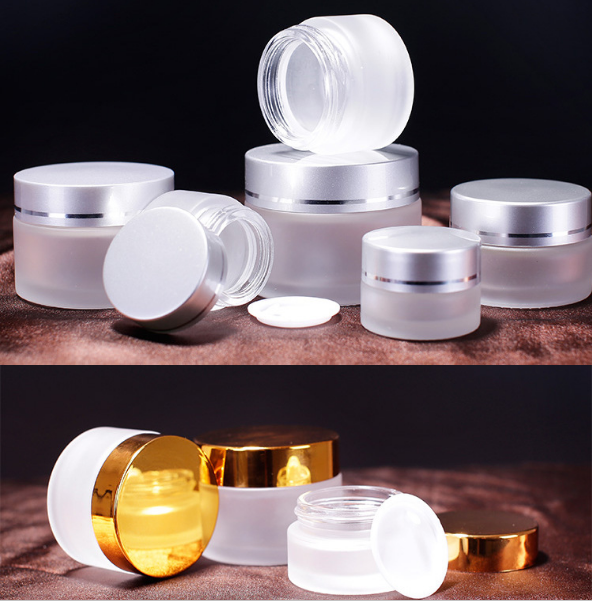 Customized glass cream bottle white opal glass lotion bottle and glass cream