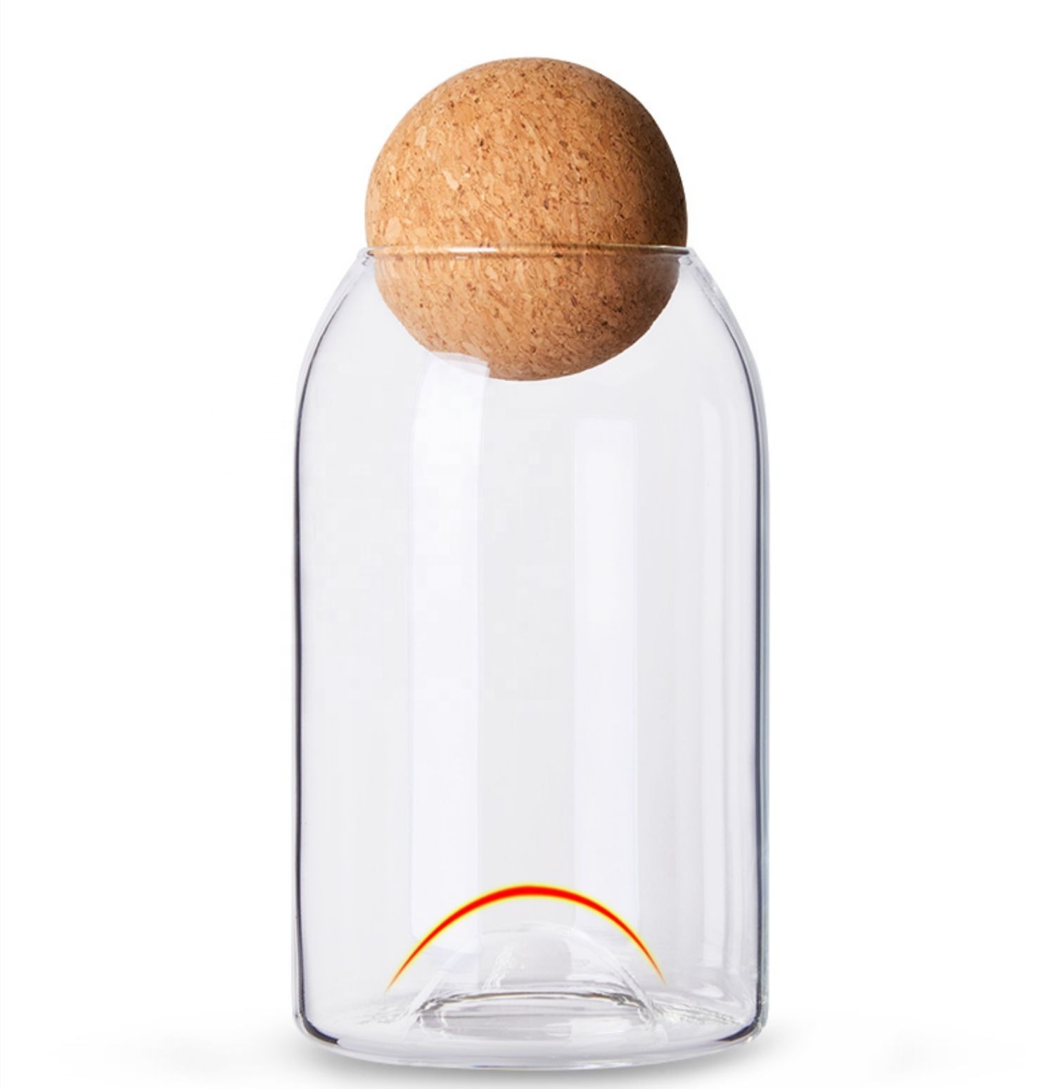 Customized glass jar with airtight sealed wooden lid ball transparent candy jar food storage jarluxury