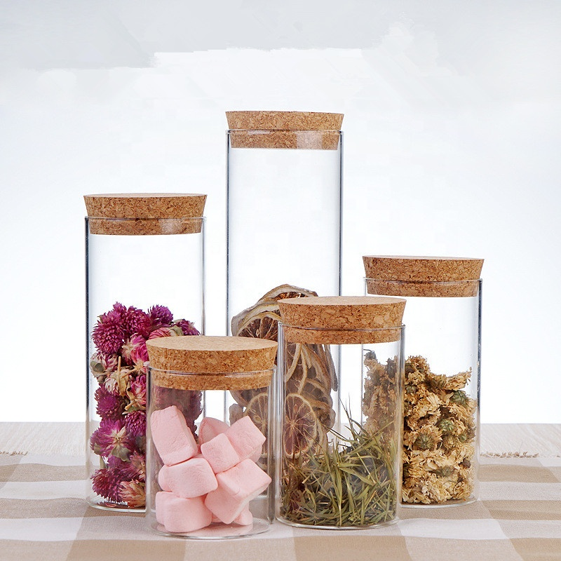 Customized heat resistant glass food storage containers with cork