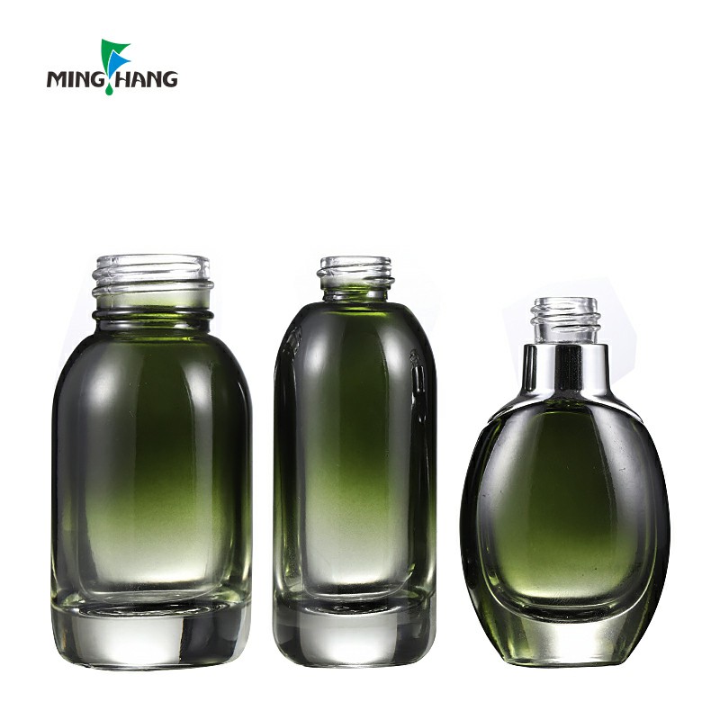 Customized high-end cosmetic lotion glass bottle with pump for skincare