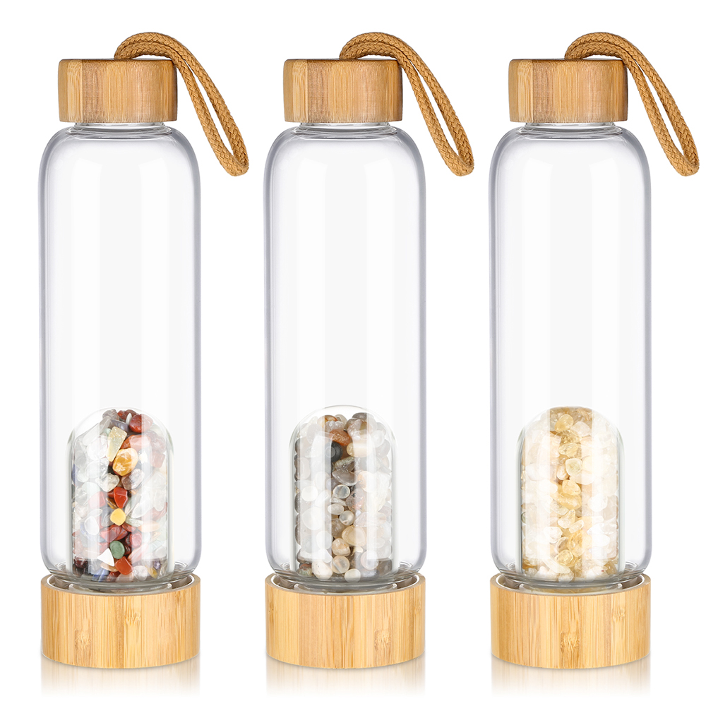 Customized high quality natural gem glass water bottle