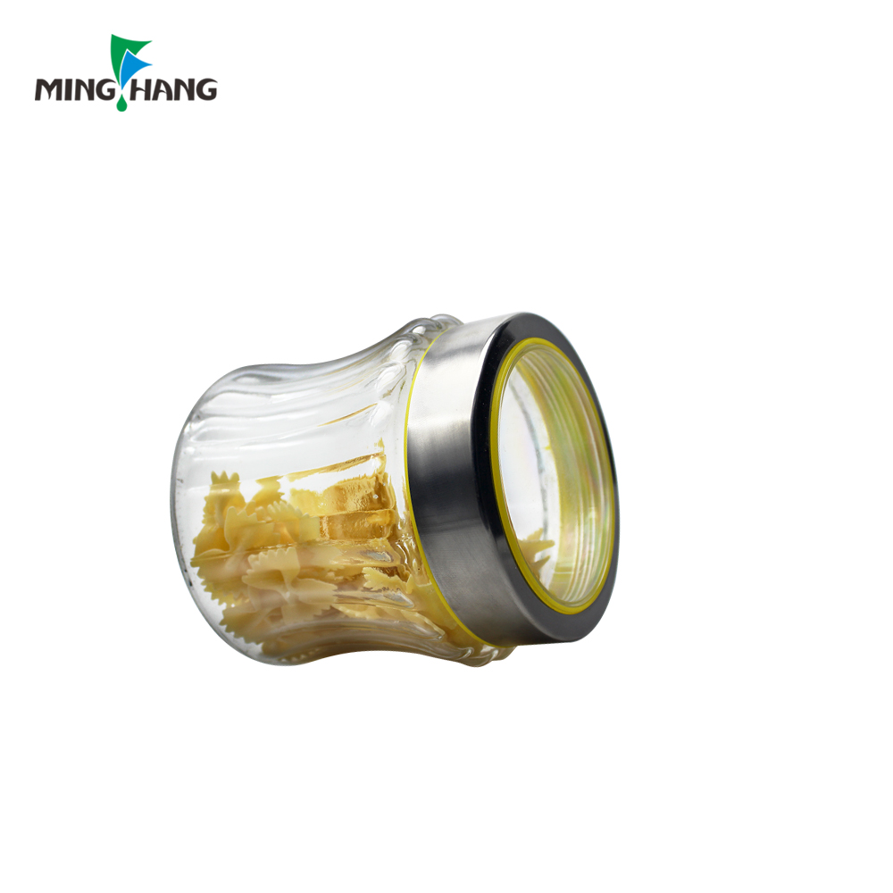Customized industrial surface packing wide mouth bottle food glass storage Jar container aluminum lid