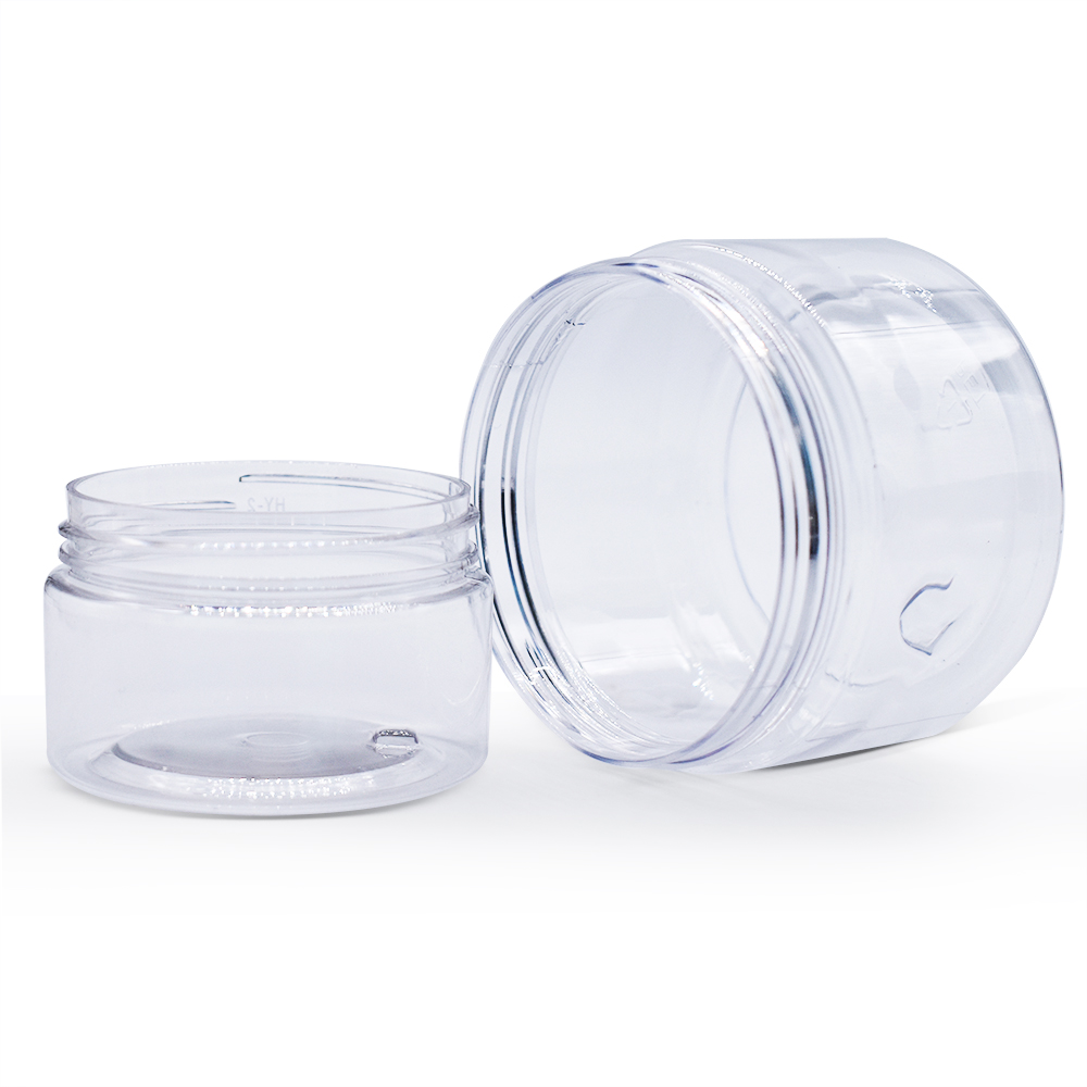 Customized label LOGO clear cosmetic cream jars plastic jars with black lids