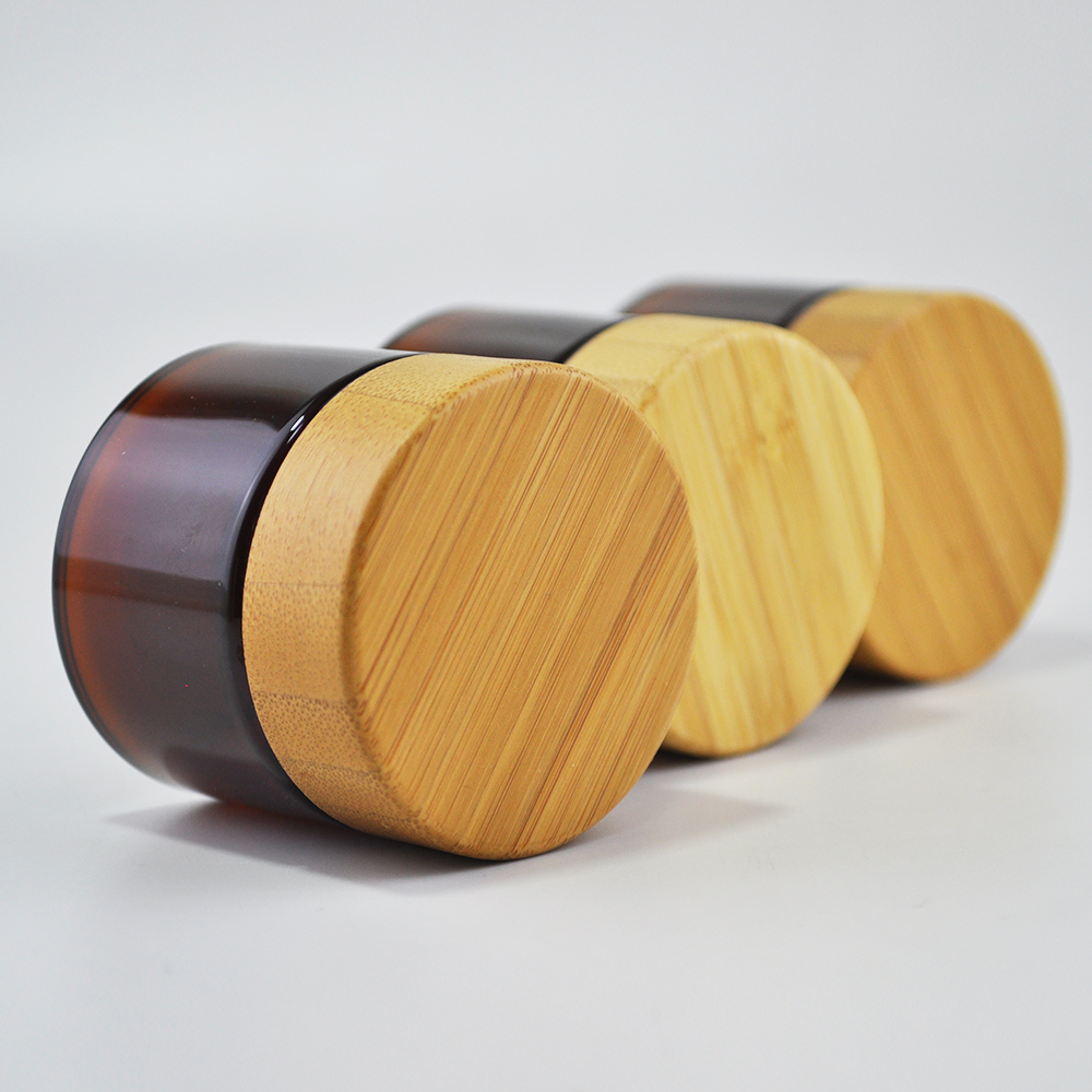 Customized label sticker clear amber cosmetic plastic jar 50g 60gr 100g 200g