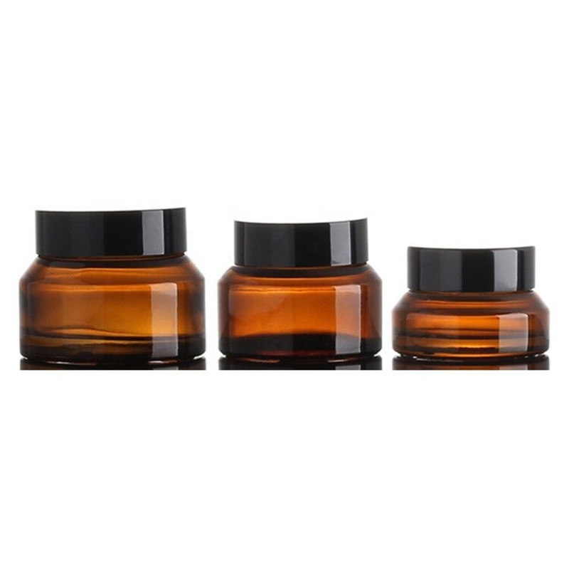 Customized logo 15g 30g 50g clear amber black green custom color cream glass jar