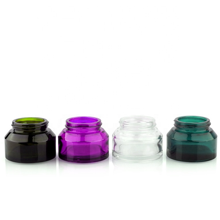 Customized logo 15g 30g 50g clear amber black green custom color cream glass jar