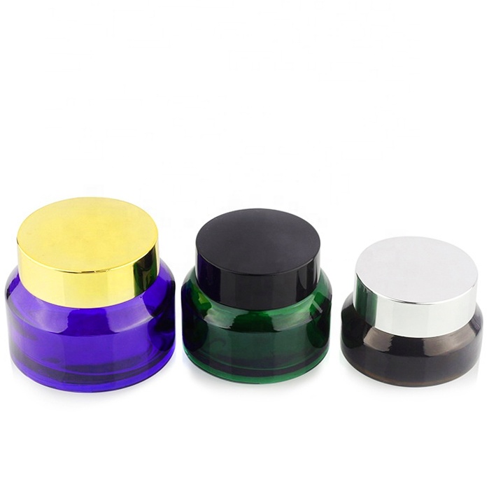 Customized logo 15g 30g 50g clear amber black green custom color cream glass jar