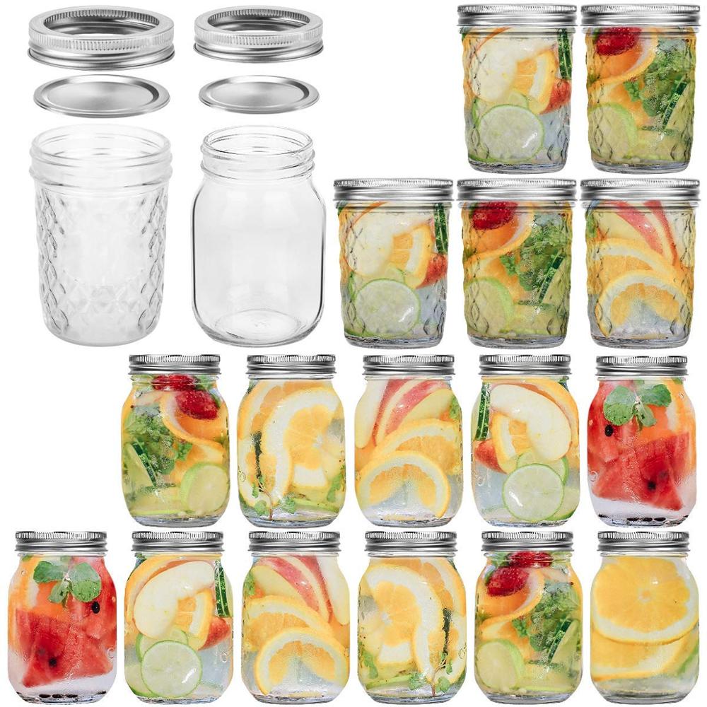 Customized logo 16 OZ glass mason jar with screw top lid