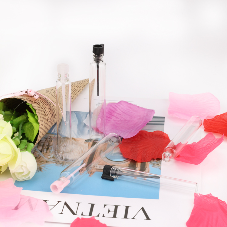 Customized logo 1ml 2ml 3ml 4ml 5ml transparent mini glass perfume sample vials and tester bottle tube for perfume