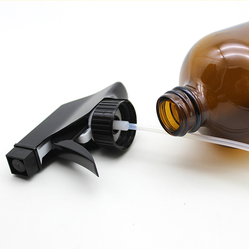 Customized logo 250ml 16 oz 1000ml round amber white boston glass spray bottles for air purification with black spray trigger