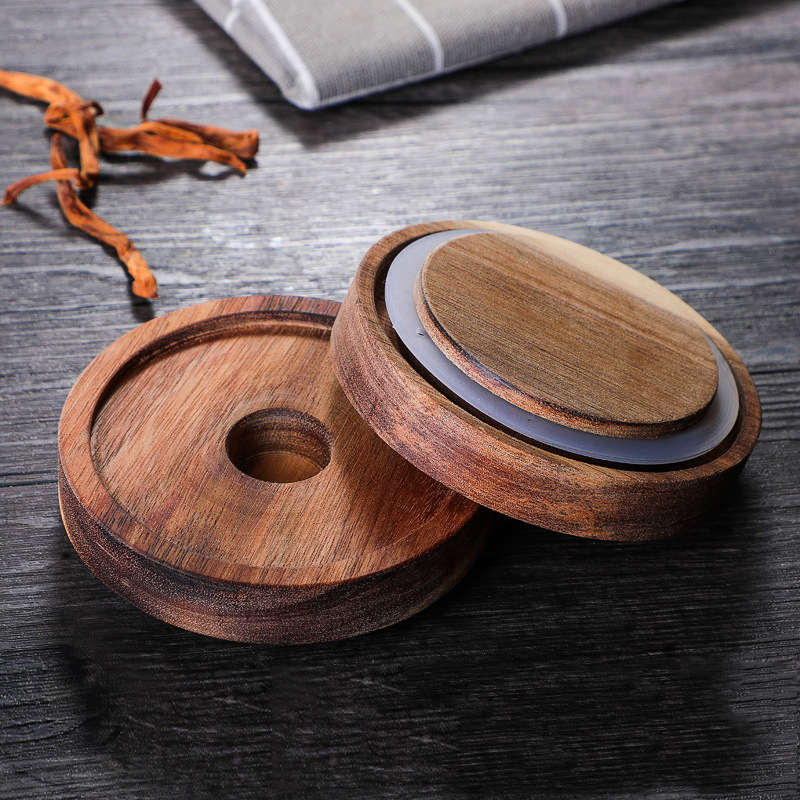 Customized logo 500ml 1000ml kitchen glass airtight seasoning jar acacia lid coffee bean food storage jar