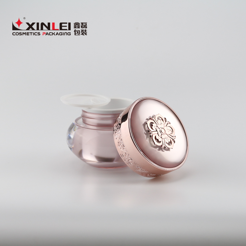 Customized  logo 50g carve patterns pink luxury cosmetic jar cream packaging