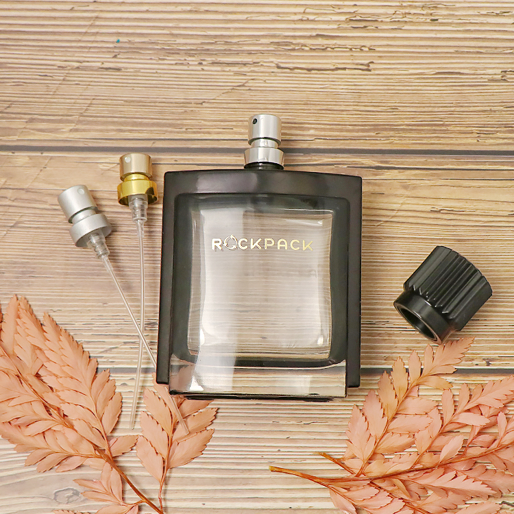 Customized logo black perfume glass bottle 50ml 100ml