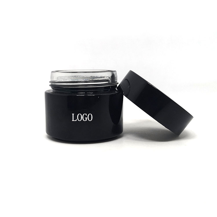 Customized logo child proof lid CBD cream container black glass jar with childproof cap
