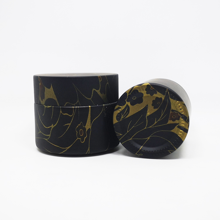 Customized logo child proof lid CBD cream container black glass jar with childproof cap