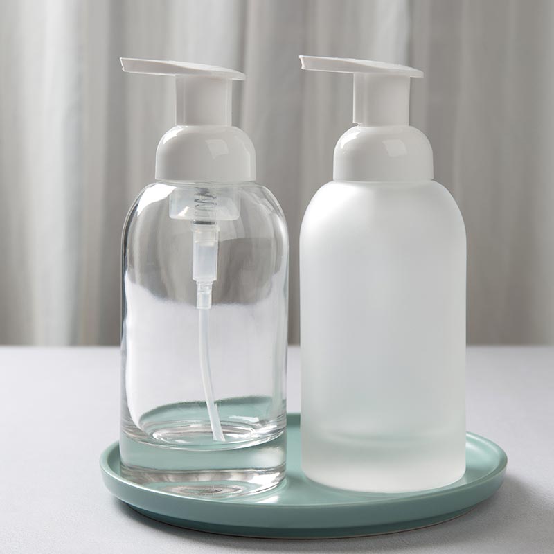 Customized logo clear glass china factory foam pump dispenser glass bottle//