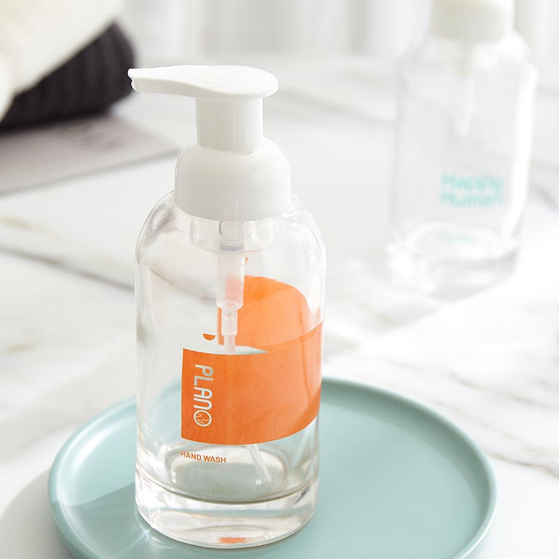 Customized logo clear glass china factory foam pump dispenser glass bottle//